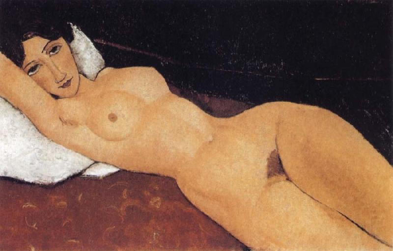 Amedeo Modigliani Reclining Nude on White Pillow